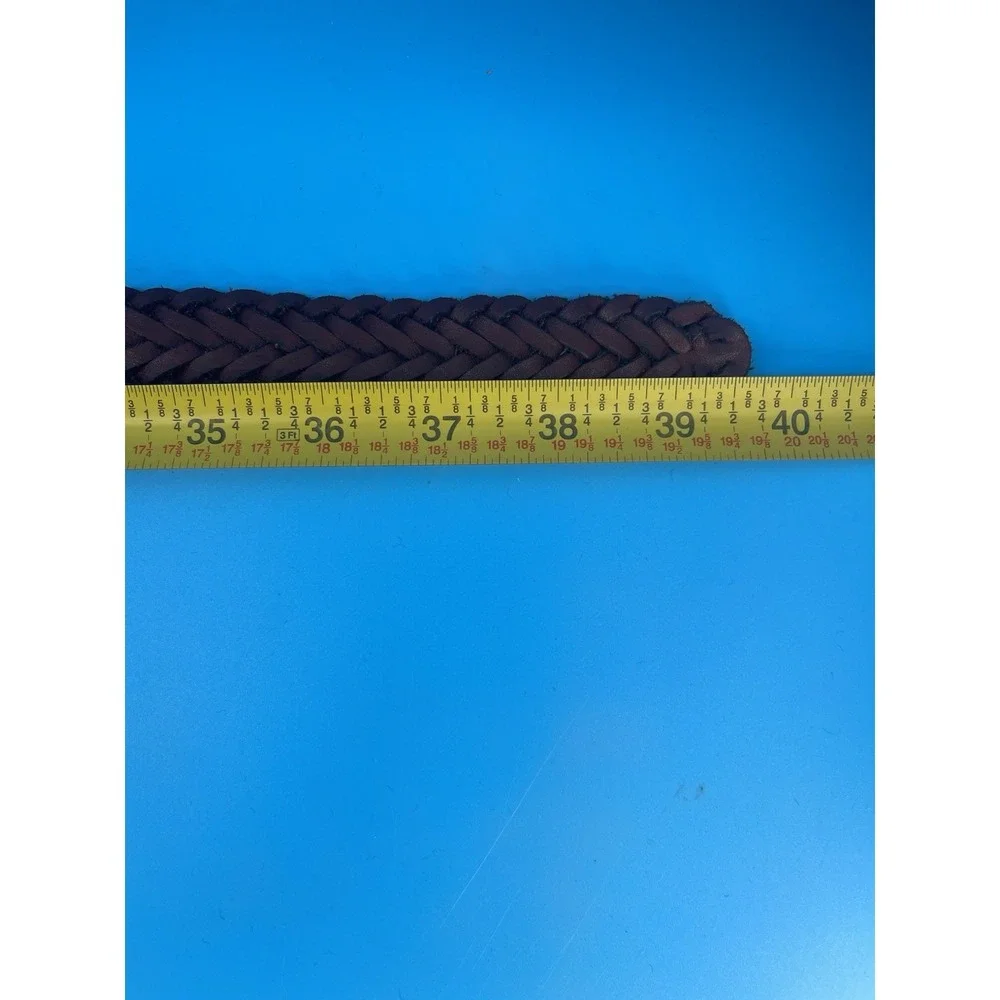 Vintage Braided Brown Split Leather Belt Size 34 Western‎ Boho Woven